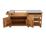 55.4" Outdoor Solid Wood Kitchen Cart, Stainless Top Grill Cart, Kitchen Island with Spice N717P507999A