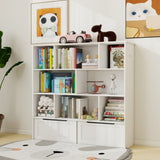 Toy Storage Organizer with 2 Movable Drawers, Multi-Functional 7 Shelf Kids Bookcase with 2 Hooks, W282P196031