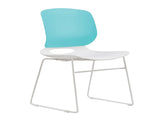Modern Stacking Chairs Set of 4 in White and Blue with Polypropylene Seat and Fiberglass Reinforced W3788P372655