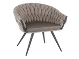 Contemporary Chair in Black Metal with Grey Faux Leather and Grey Fabric B202P223437