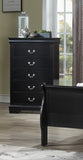 1pc Black Finish Five Drawers Louis Philip Chest Solid Wood Contemporary Sleek Ample Storage B011P193098