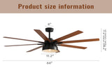 66 Inch Ceiling Fan With 6 Speed Wind 8 Dual Colors Blades Remote Control Reversible DC Motor With W934P211103