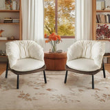 Velvet Accent Chair Barrel Chair with Metal Legs Modern Comfy Armchair Accent Reading Chair for 99876749