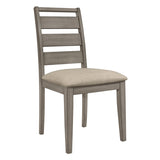 ZNTS Weathered Gray Finish Rustic Style Dining Side Chair 2pc Set Upholstered Seat Transitional Framing B011P146398