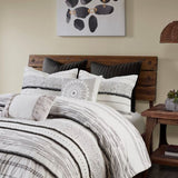 Cotton Printed Comforter Set with Trims Black/White King/Cal King B03596417