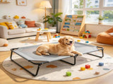 Large Elevated Dog Bed, Raised Outdoor Pet Cot with Removable Pad, Portable Metal Frame for XL 02756546