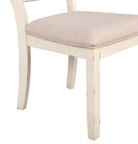 Prato Wood Cross Back Upholstered Dining Chairs, Set Of 2, Antique White T2574P164556