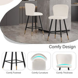 25.79'' modern style barstool, with white seats, black metal legs, and gold - tipped ends,suitable N780P228983W