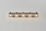Farmhouse Vanity Light Fixture, 5-Light Bathroom Wall Sconce with Clear Seeded Glass Shades, Rustic W1340P251919