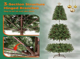 6FT Pre-Lit Artificial Christmas with Ornaments, 215 Warm White LED Lights, PVC Hinged Xmas 94474203