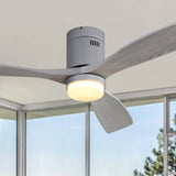 52 Inch Ceiling Fan Lights 3 Solid Wood Fan Blade Noiseless Reversible Motor Remote Control W93443059