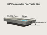 Rectangle Propane Fire Pit Table, Modern 2in1 Outdoor Firepit Table with 3Level Adjustable Height W853P553906