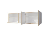 Wall-Mounted Kitchen Cabinet with Microwave Space, Open Shelves, and Double Doors Natural Oak and B128P287520