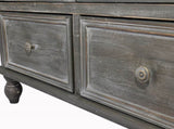Farmhouse Storage Cabinet, Distressed Wood Kitchen Pantry Cabinet with 2 Glass Doors & 2 Drawers, W2295P475273