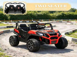 Red 2 Seater 24V Kids Electric Car, Remote Control 3 Speed LED Lights Music Horn Spring Suspension 71191897