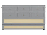 Full Size Murphy Bed with Large Drawers,Gray N708P336203E