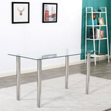 ZNTS Simple Assembled Transparent Glass & Iron Dinner Table 68778429