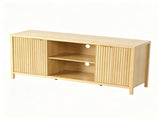 Fluted Double Door Tall TV Stand for TVs up to 70 Inch, Mid Century Media Console Cabinet with 14207239