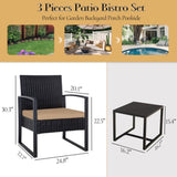 3 Piece Outdoor PE Wicker Furniture Set, Patio Black Rattan Sectional Sofa Couch with Washable 95617851