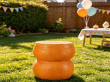 10.60" Sculptures Garden Statues, Orange Fruit Stool Garden Statue, Magnesium Oxide Stone Composite W6572P574572