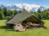 4 Season Bell Tent 9.8 FT, Green Waterproof Glamping Yurt Tent with Stove Jack, Fits 4 People Family W3636P456620