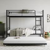 ZNTS Twin Bunk Bed with Trundle Metal Bunkbeds with Ladder and Full-Length Guardrail, Noise Free, No Box W840P196829