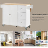 Rolling Mobile Kitchen Island with Solid Wood Top Locking Wheels,52.7 Inch Width,Storage Cabinet WF287035AAW