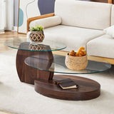 Modern Walnut Grain Double Layer Coffee Table - Versatile Design, Multiple Colors Available.Density 47578447