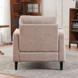 Beige Upholstered Armchair and Storage Ottoman Set - Comfortable Single Sofa with Cup Holders and W1901P149127