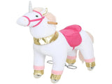 White 29.5" Plush Unicorn Ride-On Toy Kids Rocking Horse with Wheels, No Battery 3-5 Years 67371050