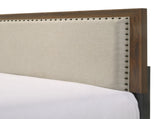 Brown Cherry Finish Fabric Upholstered Headboard Tufted Nailhead Trim 1pc Full Size Panel Bed B011P173496