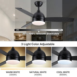 Smart 48 in. integrated LED Balck Ceiling Fan with Remote Contorl and Plywood Blades W1367P182810