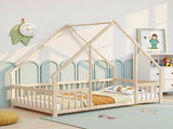 Twin Size Floor Bed Triangle Roof Frame and Support Bed Slats, Montessori Kids Playhouse Bed 53916339