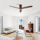 52 inch Flush Mount Fan with Remote Control, 3 Reversible Wood Blades Noiseless DC Motor W934P189483