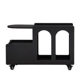 ON-TREND Mobile End Table with lockable wheels, Cream Style Side Table with Storage Drawer, 11.8inch N721P191983B