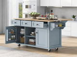 Kitchen Cart with Rubber wood Drop-Leaf Countertop ,Cabinet door internal storage racks,Kitchen 24138755