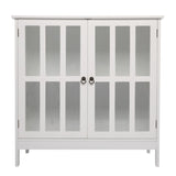 ZNTS FCH Transparent Double Door Side Cabinet White 44876940