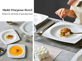 9.25 Inch Square Pasta Bowls Set of 6, 17oz White Porcelain Soup Plates, Microwave & Dishwasher Safe 15883057