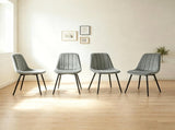 Set of 4 Mid-Century Modern Upholstered Dining Chairs, High Resilience Sponge Curved Seat Sturdy 87770576