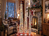 3Pack PreLit Snow Flocked Pencil Christmas Tree Set, 3.9/5.9/7.9 FT Slim Artificial Xmas Trees, N710P507112K