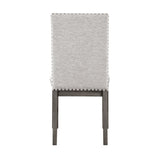 Dining Chairs 2pc Set Beige Fabric Upholstered Seat and Back Nailhead Trim Gray Finish Wood Frame B011113078