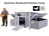Large Wooden Chicken Coop Outdoor Hen House Poultry Cage for Outdoor with 2 Sides Nesting Boxes W2326P486267