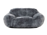 Modern Soft Faux Fur Memory Foam Bean Bag with Armrest, Living Room Lounger Chair, BlueGray B011P204484