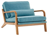 Oak Armrest Oak Upholstered Single Lounge Chair Indoor Lounge Chair Teal 35782553