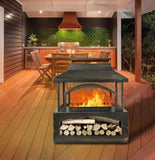 ZNTS 37-Inch Rectangular Metal Outdoor Wood place - Outdoor Fireplace with Built-in Log 58403739