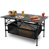 220 lbs Folding Camping Table 30-Second Tool-Free Setup, Aluminum Roll-Top & Steel Frame, 77691866