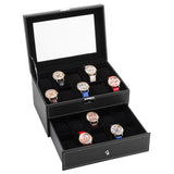 ZNTS Watch Box 20 Mens Case Glass Top Display Organizer Lockable Black 38015822