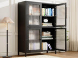 Classic Metal Storage Cabinet Display Cabinet with 4 Glass Doors 4 Shelves Cabinet Freestanding W2378P176269