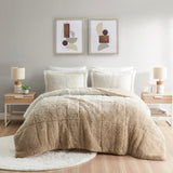 King/Cal King Ombre Shaggy Long Fur Comforter Mini Set B035129360