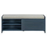 TREXM Distressed Shutter Storage Bench with Acacia Veneer for Retro Charm for Living Room, Entryway N715P196968M